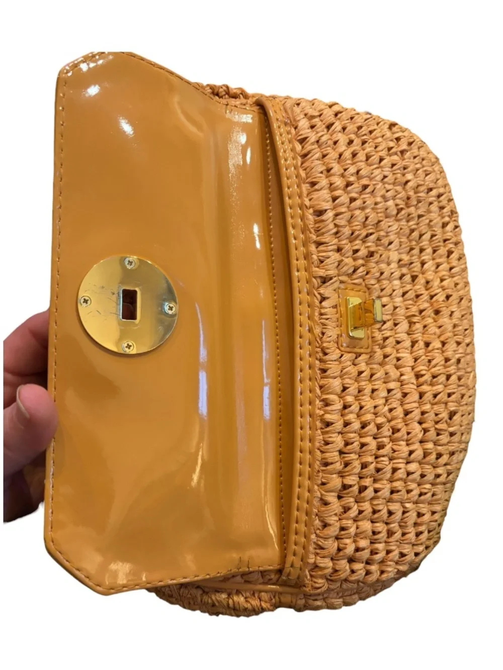 Tory Burch Straw Turnlock Mini Crossbody Bag with Tags